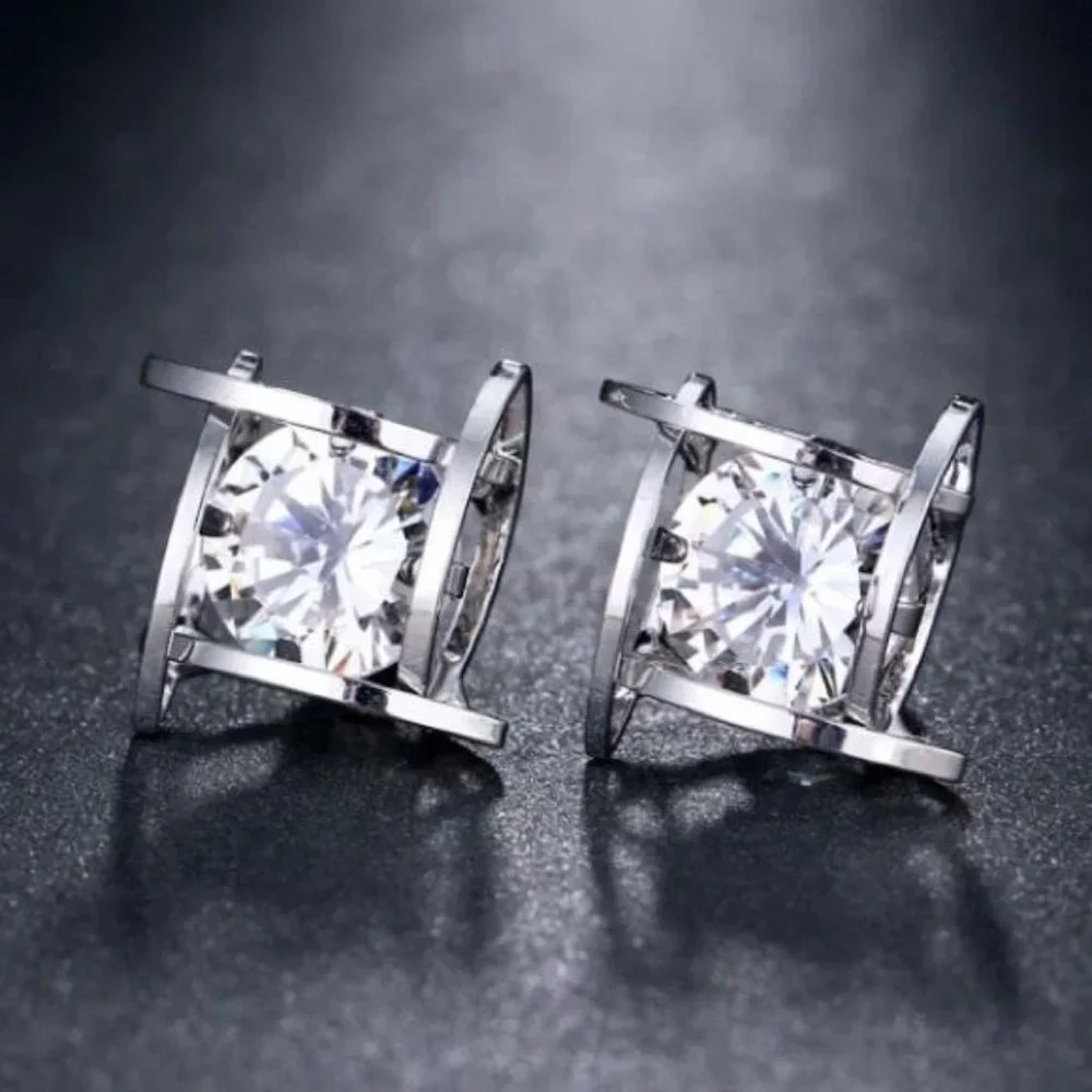 New Silver 3D Cage  Stud Earrings, beautiful Earrings, cute Earrings - Picture 4 of 6